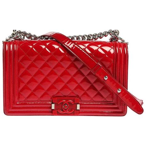 chanel red patent boy bag